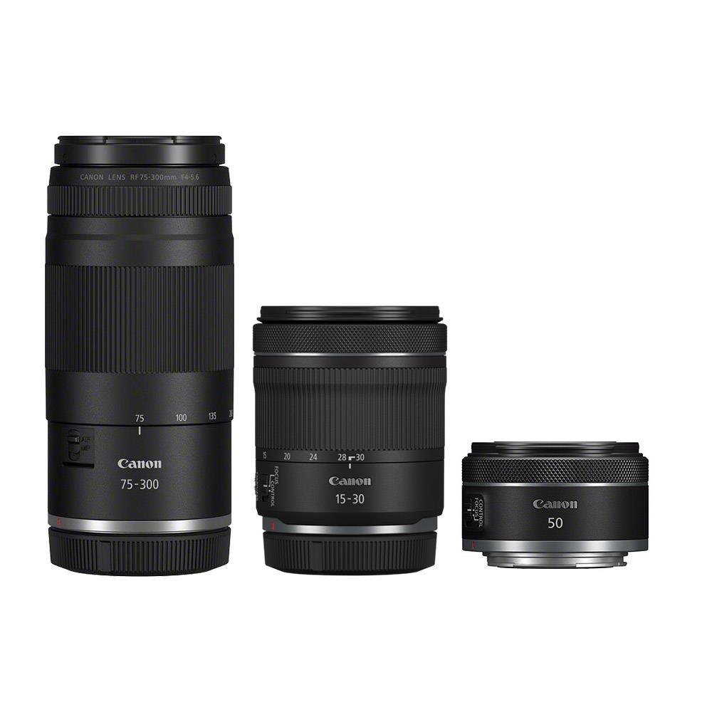 Canon Beginner RF Lens Kit 15-30mm 50mm 75-300mm