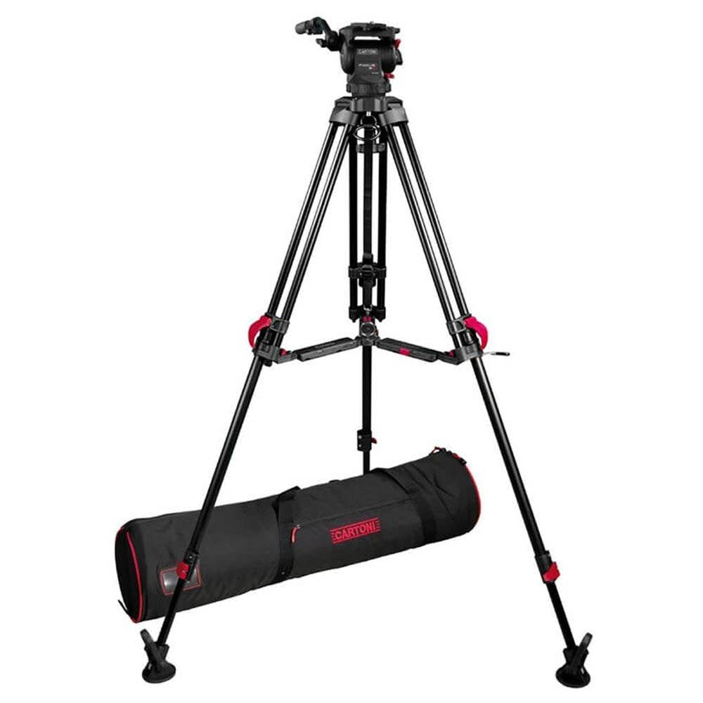 Cartoni Focus 8 Fluid Head with Red Lock Mid Level Tripod Kit