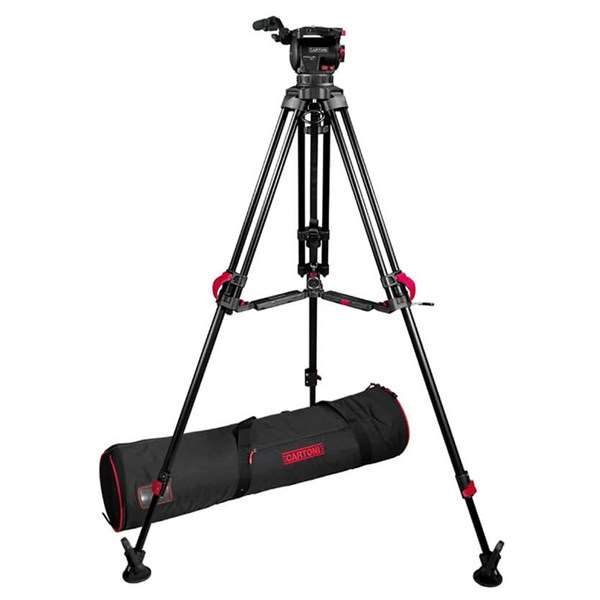 Cartoni Focus 10 Fluid Head with Red Lock Mid Level Tripod Kit