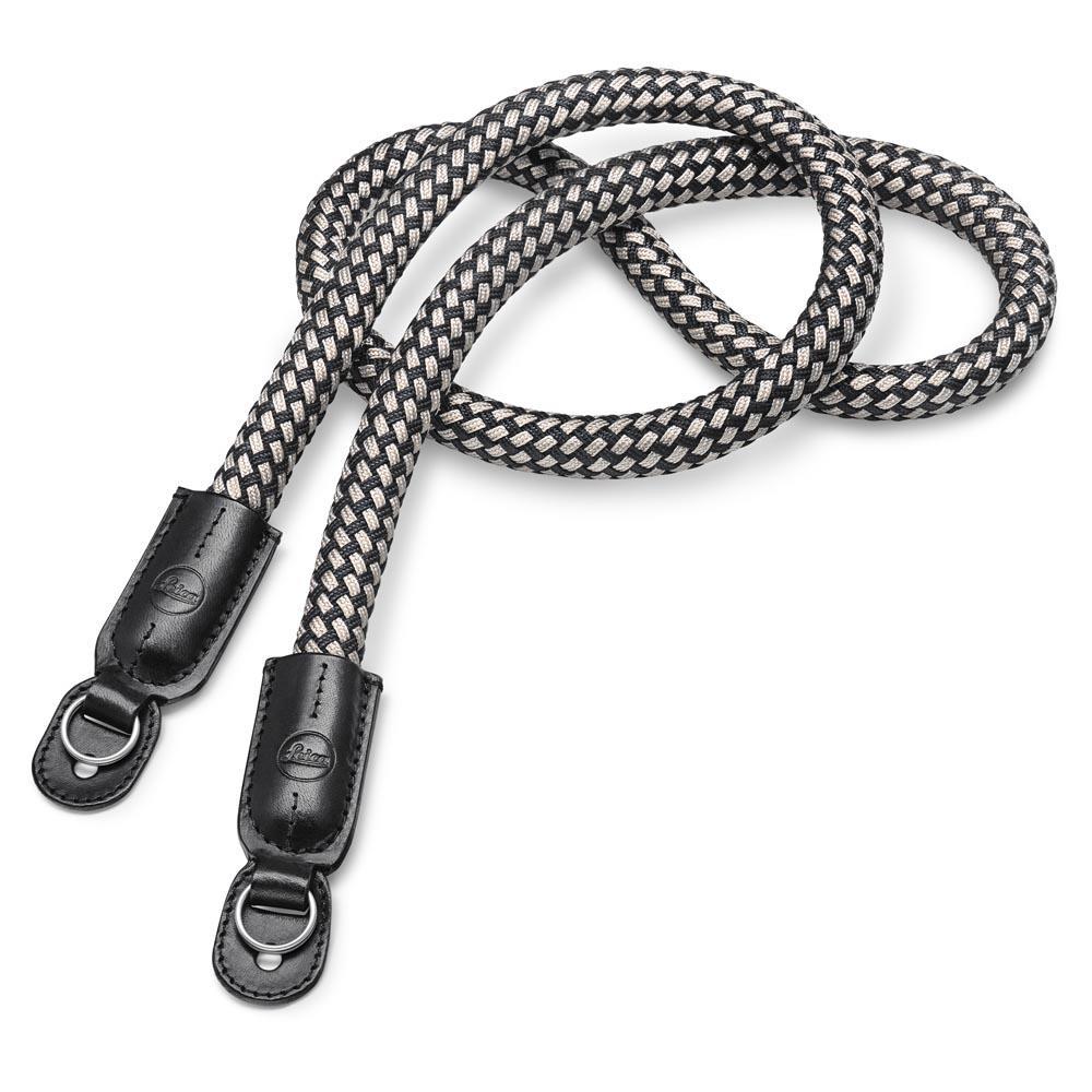 Leica Carrying Strap Flat Braided Rayon and Leather Cord Black White Open Box